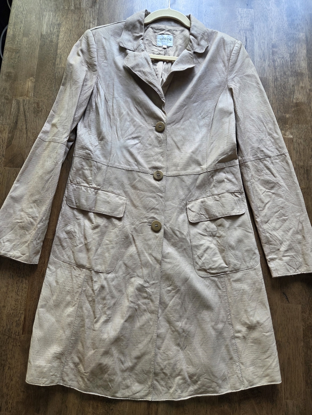 Armani Collezioni Snake Skin Texture Butter Soft Leather Long Trench Coat